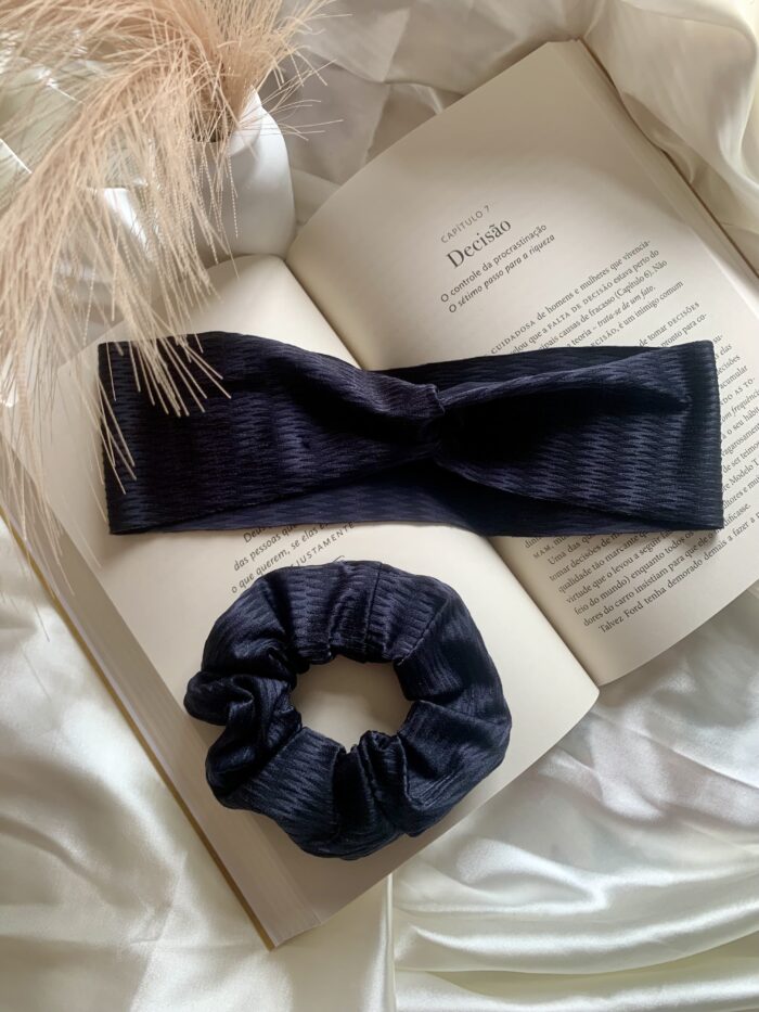Faixa Turbante + Scrunchie Preto